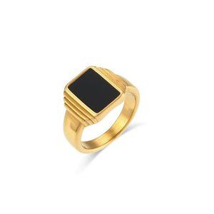 NWT Minimalist Basic Square Geometric Ring Stainless Steel 18K Gold Plated